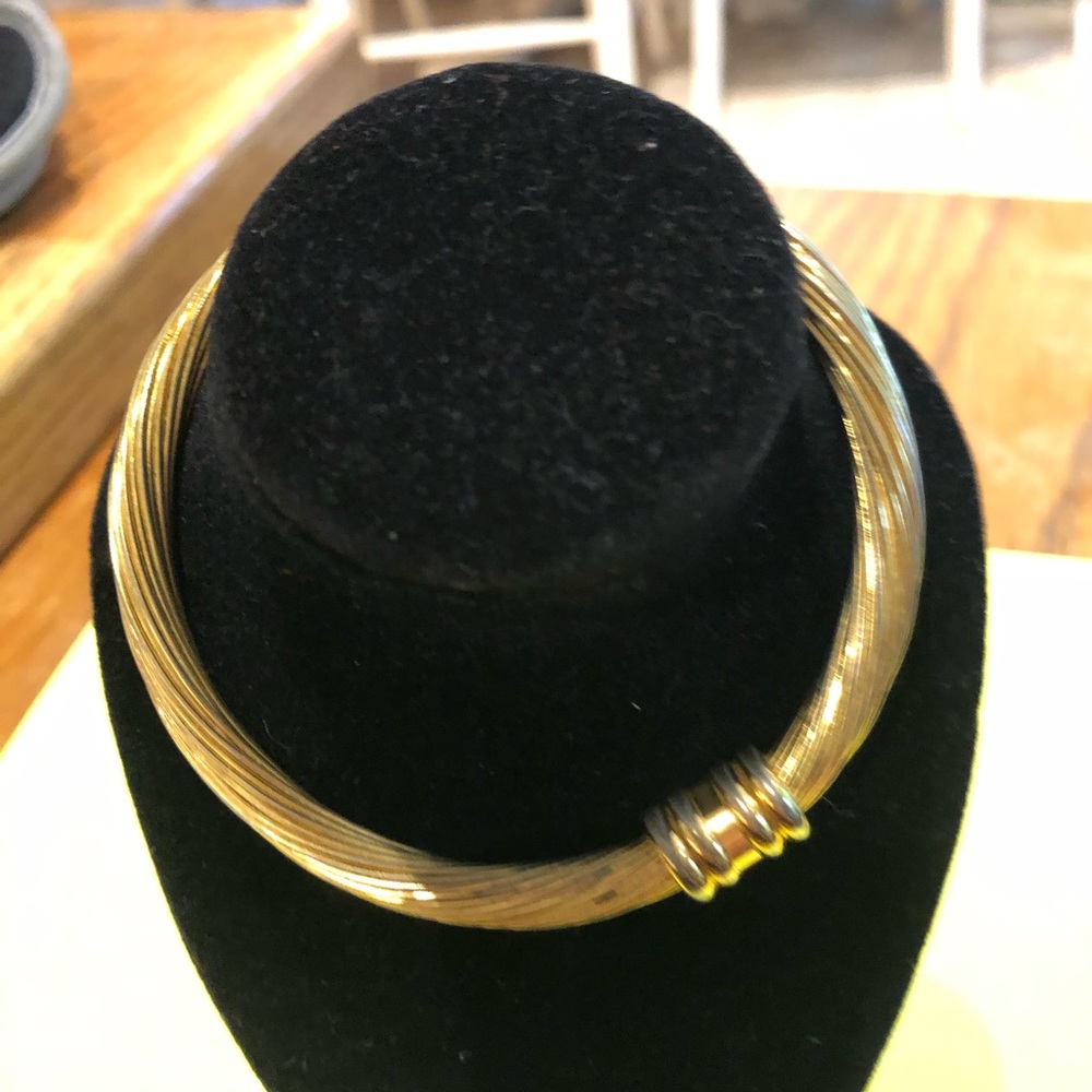 3 inch round heavy Gold whirl bracelet